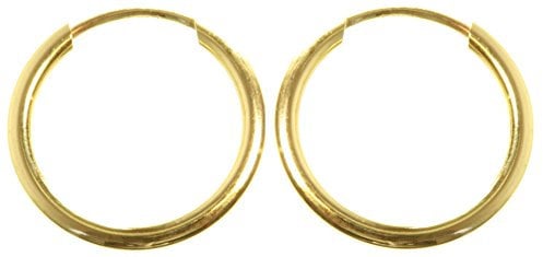 Tiny Child 9ct Gold Ladies Sleeper Hoop Earrings - 12mm (10mm inside) WJS3858MM12