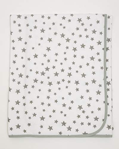 Ti TIN | weiche, saugfähige Babydecke, 80x75 cm | Krabbeldecke aus 100% Baumwolle mit doppellagigen Stoff, Babydecke fürs Auto, Wiege, Kinderwagen, Babyschale, etc, Sterne-Motiv, grau