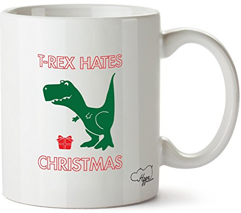 Hippowarehouse T-Rex Hates Christmas Printed Mug Cup Ceramic 10oz