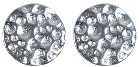 NicoWerk Ohrringe Silber 925 Stecker - Ohrstecker Silber 925, Rund Flach Gehämmert, Schlichte Silber Ohrringe Damen - SOS157