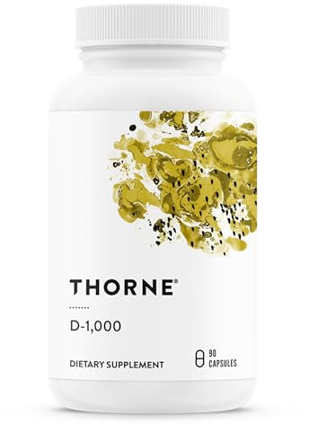 Thorne Research - Vitamina D-1000 - Suplemento de vitamina D3 (1,000 UI) para huesos y músculos sanos - 90 Cápsulas