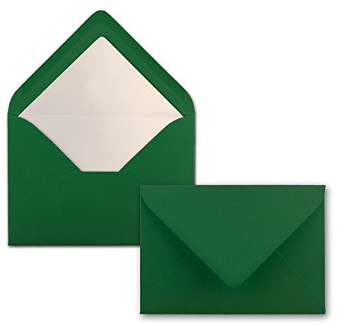 100 Briefumschläge Dunkel-Grün - DIN C6 - gefüttert mit weißem Seidenpapier - 90 g/m² - 11,4 x 16,2 cm - Nassklebung - NEUSER PAPIER