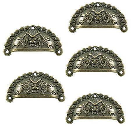 5 Muschel-Griffe Schubladengriffe Möbelgriffe Muschelgriff bronze Größenwahl, Größe:M = 68 x 36 x 12 mm