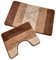 oKu-Tex Design Badematte Antirutsch Set 2 Teilig, rutschfest & waschbar, Badvorleger 50 x 80 cm für das Badezimmer, WC Vorleger mit Ausschnitt 40 x 50 cm, Braun, Beige, Gestreift