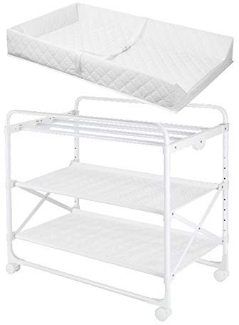 AIBAB Baby-Wickeltisch Neugeborenenstation Faltbarer Duschtisch Hohe Und Niedrige Freie Regulierung Wickeltisch Für Babymassage 85 × 50 × 110 cm