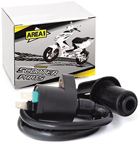 Area1 Ersatz Motorroller 2Pin Zündspule + Zündkerzenstecker. Kompatibel mit Sym GY6 Yiying TGB Nova Motowell 139QMA/QMB