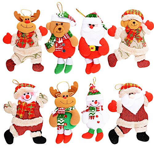 MEJOSER 8 Motiven Weihnachtsbaum Anhänger Weihnachten Anhänger Weihnachtsmann Weihnachtsfiguren Christbaumschmuck Figuren Weihnacht-Schmuck Deko Geschenk Christbaum Deko Basteln