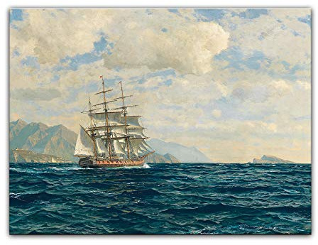 Bilderdepot24 Kunstdruck Poster - Michael Zeno Diemer Dreimaster in der Straße von Messina 40x30 cm ca. A3 - Alte Meister Bild ohne Rahmen