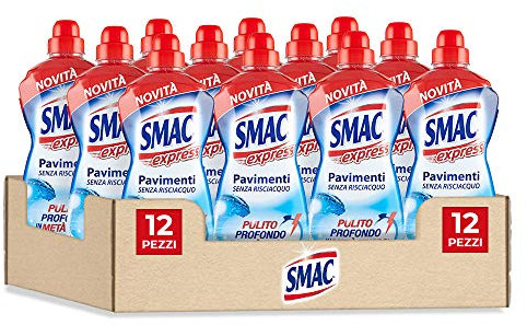 Smac Express - Pavimenti Freschezza Intensa, Detergente Multisuperficie, Azione Pulente Senza Risciacquo, 1000 ml x 12 Pezzi