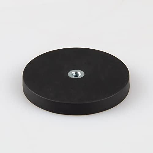 Magna-C® Neodym-Magnet gummiert schwarz | Magnet mit M5 Innengewinde | Ø57 x 7,6mm | Haftkraft 20KG | Ideal für lackierte Flächen
