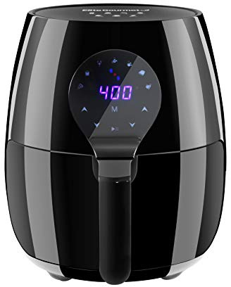 Elite Gourmet EAF5317D Digital 5.3Qt Hot Air Fryer 7 Menu Functions 1350W Oil-Less Healthy Cooker, Timer & Temperature Controls, PFOA/PTFE Free, Black