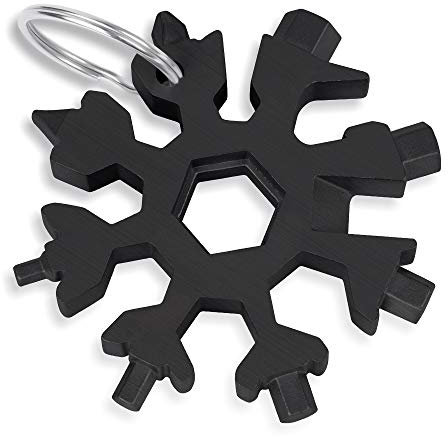 MIMIVIVA 18 in 1 Snowflake Multitool, Stainless Steel Multifunction Tool, Hex Wrench, Screwdriver, Allen Key, Bottle Opener, Best EDC Tool, Gift for Christmas (Black)