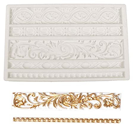 Aabellay Curlicues Molde para tartas diseño de hojas de tótem de silicona, fondant, decoración de pasteles, estilo barroco torta de Sugarcraft magdalenas arcilla polimérica - XK802