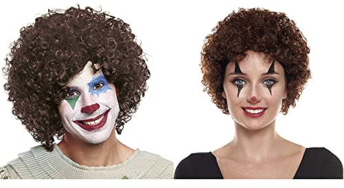 Clown Perücke Braun Lockig [120 gr] Erwachsene Herren Damen Unisex 【Verschiedene Farben】Perücken Kostüme Karneval Halloween Party Clown Disco Cosplay