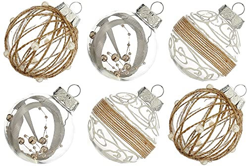 XmasExp Christmas Ball Ornaments Set-70mm/2.76 Beige Large Shatterproof Clear Glitter Pastic Christmas Ball Ornaments Xmas Tree Decoration Delicate Hanging Ornaments for Xmas Party (12 Counts,Beige)