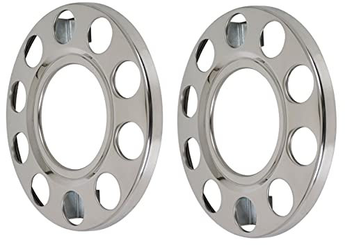 Hansen Styling Parts 2 Stück Universelle hochglanzpolierte Edelstahl LKW Radbolzenabdeckung in 22,5 Zoll offen