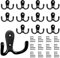 Bolatus 12 Stück Kleiderhaken, Haken Garderobe Doppelt Wandhaken Retro Haken Wand Metall Kleiderhaken Vintage mit 48 Schrauben für Garderobenhaken Badezimmer Küche(Schwarz)