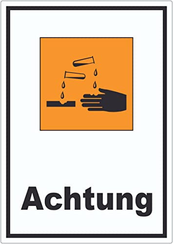 Aufkleber Gefahrensymbol ätzend Achtung A7 (74x105mm)