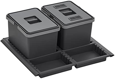 SOTECH Abfallsammler Draw 12+12L Abfalleimer mit Deckel Abfallsystem | für Auszug Korpusbreite 60 cm