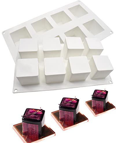 CANDeal 2er-Pack Silikon-Mousse-Kuchenformen Süßigkeitenformen, Mini Petit für Tassen, Kuchen backen für Rubik's Cube Schokoladen-Trüffel-Keks-Kuchen
