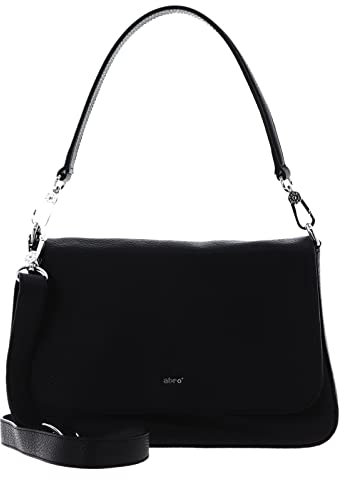 Abro Leder Schultertasche Umhängetasche Leather Adria Hobo Bag Lulu Black/Nickel schwarz