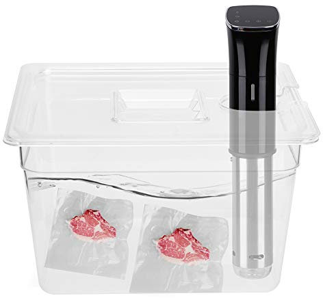 Pyhodi Contenedor de Sous Vide con Tapa Universal, Contenedor de Clavijas con Bisagras Plegables de 11l con Marcas de Calibración, Contenedor de Clavijas Plegables para Circular de Sous