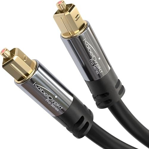 KabelDirekt – 5x 3m TOSLINK-Kabel, optisches Audiokabel – Glasfaserkabel für Soundbar, Verstärker, Stereoanlage, Heimkino, Xbox One/PS4