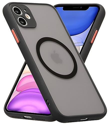 ZCDAYE Case for iPhone 11, iPhone 11 Phone Case Compatible with Wireless Charging, Frosted Hard Back Soft TPU Bumper Slim Shockproof Case for iPhone 11, Black