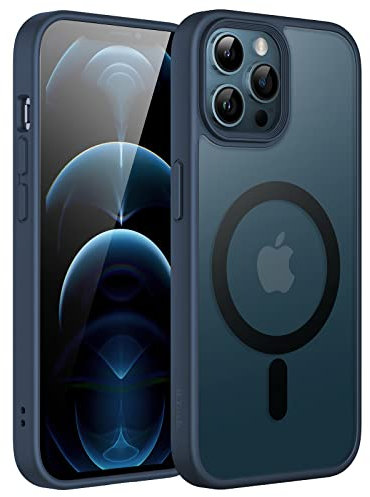 JETech Magnetic Case for iPhone 12 Pro Max 6.7-Inch Compatible with MagSafe, Translucent Matte Back Slim Shockproof Phone Cover (Storm Blue)