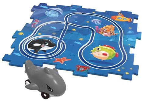 Oshhni Puzzle Track Car Spielset Kleinkinder Spielzeug Rail Car Puzzles Brettspielzeug DIY zusammengebaut, Meeresthema