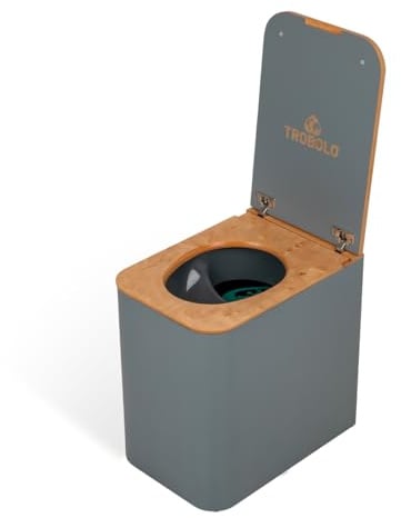 TROBOLO SilvaBloem – Trockentrenntoilette aus Holz – Komposttoilette ohne Chemie & Wasser – Ideal für Gartenhaus, Van & Tiny House – Geruchlose Trenntoilette kompatibel mit Abluftsystem (Grau)