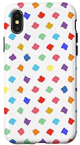 Hülle für iPhone X/XS Polka Dot Daubs Handyhülle Künstler Palette Weiß Geschenkartikel