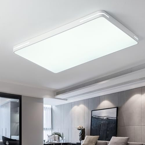 Natsen 192W Deckenleuchte LED Deckenlampe, dimmbar mit Fernbedienung, Rechteckige Leuchte für Wohnzimmer Schlafzimmer Büro, Weiß (90 * 60 * 5cm)