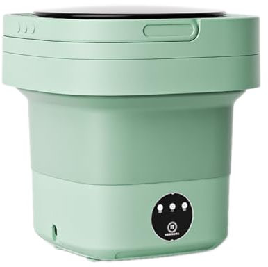 8L Foldable Mini Washing Machine, Portable Washing Machine and Spin Dryer with 3 Modes, Camping,RV, Travel Washing Machine for Underwear, Light Clothes, Socks, UK Plug (Green)