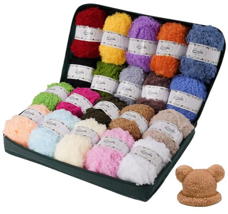 ilauke 20 Verschiedenen Farben 100% Acryl Garn für Anfänger und Kinder, 600g (20x30g) Handstrickgarn Babystrickgarn Acryl Set mit Tragetasche zum Häkeln und Kunsthandwerk