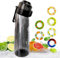 Air Water Bottle BPA Free,650ML Fruit Scent Water Bottle with 5 Flavour Pod, Leak Proof Sports Water Cup with Straw (BLACK)