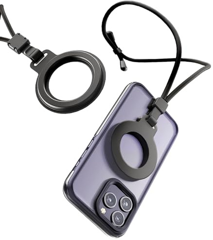 ENCASED Magnetische Handykette Kompatibel mit MagSafe – Umhängeband & Lanyard Handyhalter, verstellbares Handyband mit Handgelenkschlaufe (Neopren Rund)
