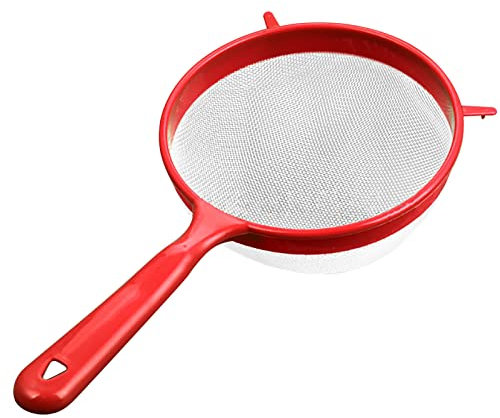 Plastic Sieve Fine Mesh Strainer Sieve Baking Flour Large Mesh Sieves and Strainer for Powder Food Washing Draining Pasta Spaghetti Rice Vegetable Kitchen Accessory (Red)