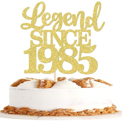 1 Stück Aufschrift Legend Since 1985 Tortenaufsatz 40 Kuchen Topper Glitter alles Gute zum 40. Geburtstag Kuchen Pick 40 Fabulous Tortendekorationen 40th Gold