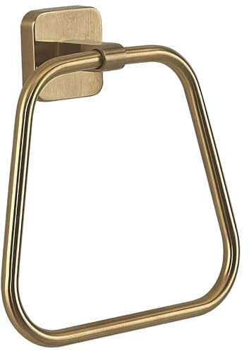 Gedy Tonga Handtuchhalter für Badezimmer, Handtuchring, Handtuchring, Handtuchring, Handtuchhalter ohne Bohren, Mattes Gold, Edelstahl, 17 x 4,6 x 16 cm
