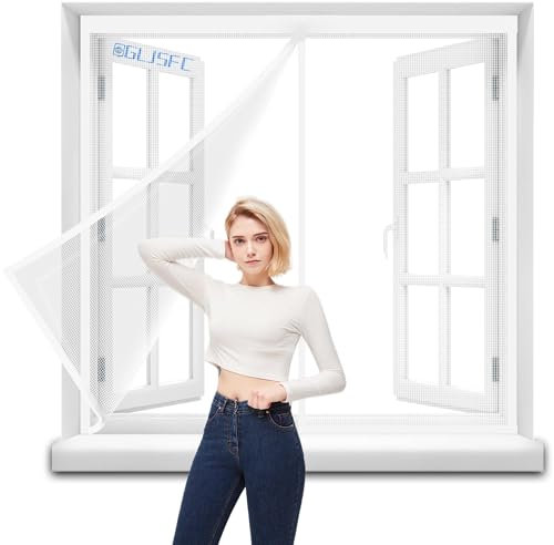 Lamellenvorhang 90x130cm Fliegengitter Insektenschutzvorhang ohne Bohren, Schrauben oder Kleben, mit Klemmleiste Weiß