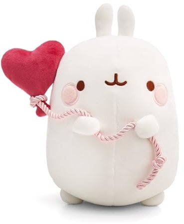 NICI Kuscheltier MOLANG mit Herzballon 48cm weiß - Stofftier aus weichem Plüsch, niedliches Plüschtier zum Kuscheln und Spielen, für Kinder & Erwachsene, tolle Geschenkidee - 61675