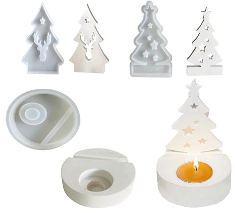 Silikonform Kerzenhalter, Silikonformen Gießformen Weihnachten, Gips Zum Gießen, DIY Gießformen Silikon, Kerzenformen Zum Gießen, Gießform Kerzenhalter (A+B)