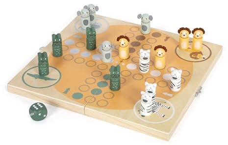 small foot Ludo „Safari“ aus Holz, Reisespiel für 4 Spieler, Gesellschaftsspiel für Kinder ab 3 Jahren, 12642