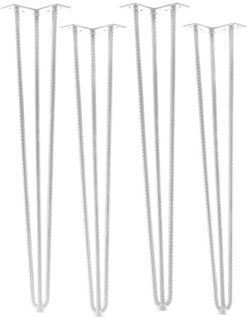 4 Stück Haarnadelbeine Industrial Look Baustahloptik weiß 710 mm 3 Streben Hairpin Legs Tischbeine für Esstische und Barhocker Stützfuß von SO-TECH®