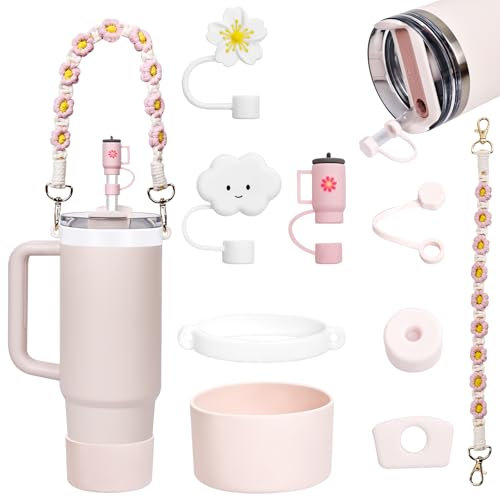 Orvilsen Stanley Lot de 9 accessoires anti-fuite en silicone pour gobelet Stanley Cup 1,2 l et 850 ml (quartz rose)