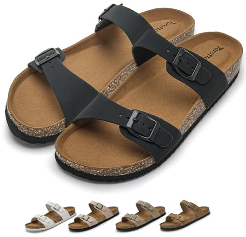 Torotto Damen Pantoletten Hausschuhe Sandalen Latschen Schlappen Bequeme Arbeitsschuhe Metallschnalle(schwarz,39 EU)