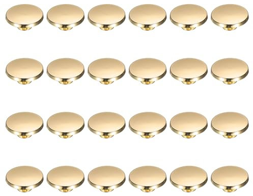sourcing map 24 Pcs Flat Head Button Stud 20mm Screw Back Rivets Stud Set Round Purse Feet Metal Studs Rivet Nailhead Buckle Button Rivet for DIY Leather Crafts Belt Strap, Gold
