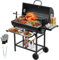 TEENO Chariot à Barbecue de Bois,Grill à Charbon avec Couvercle, Thermomètre,Tiroir à Cendres,Gants anti-brûlures, Évent Réglable,Grand Barbecue au Charbon de Bois