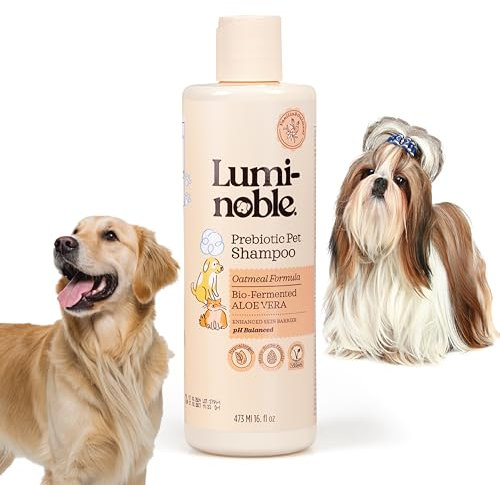 LUMI-NOBLE. Shampoo per cani prebiotico – ipoallergenico per pelli sensibili – Formulazione biologica vegana con aloe vera fermentata – Regola sebo e nutriente – Senza additivi sintetici